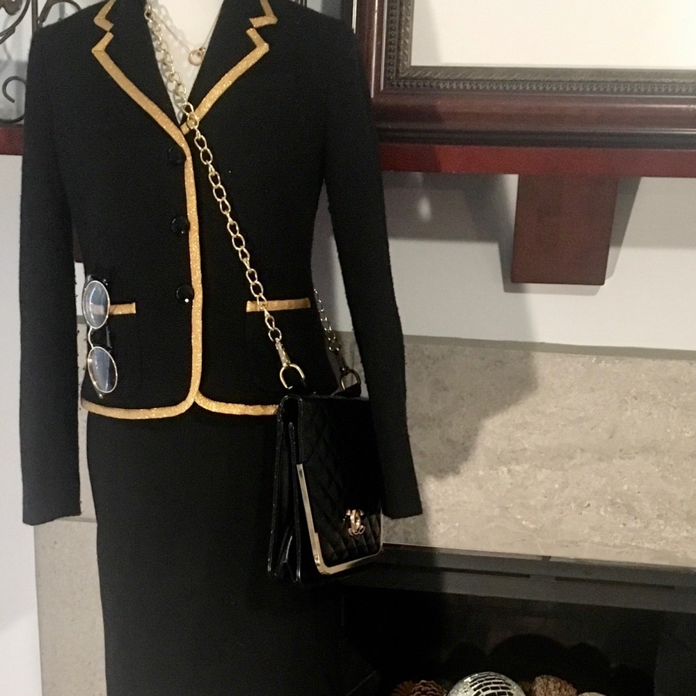 #RalphLauren #blackwool #goldtrim #blazer